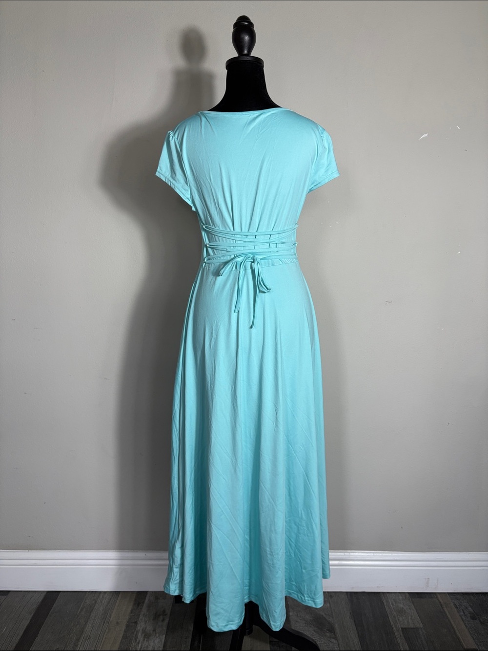 Women's Aqua Scoop Neck Maxi Dress - Picture 4 of 5